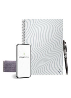 Smart Reusable Notebook | Eco-Friendly Dotted Grid with Flow State Cover | Includes Pilot Frixion Pen & Microfiber Cloth | Executive Size