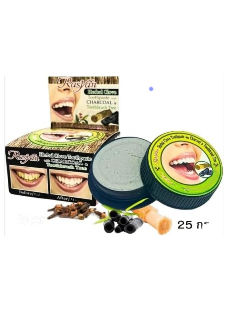 Rasyan Charcoal Clove Khoi Herbal Toothpaste Whitening Good Breath 25g - Image 1