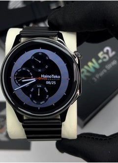 Smartwatch RW52 Round Shape AMOLED Display Smart Watch With 3 Pair Strap and Wireless Charger for Gents and Boys-Silver