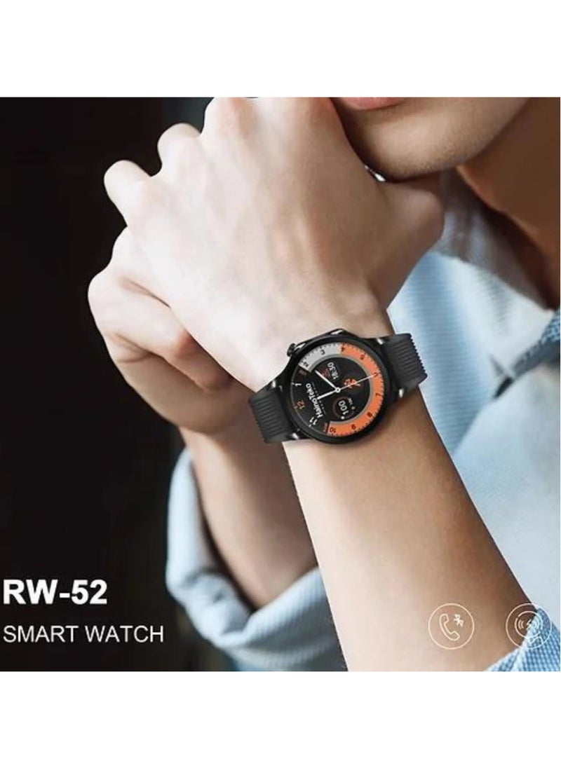 Haino Teko - Smartwatch RW52 Round Shape AMOLED Display Smart Watch With 3 Pair Strap and Wireless Charger for Gents and Boys-Silver - Image 1