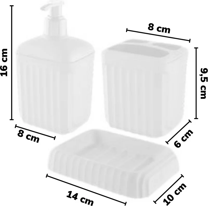 Piev Lundo Decorative 3 Piece Bathroom Set White