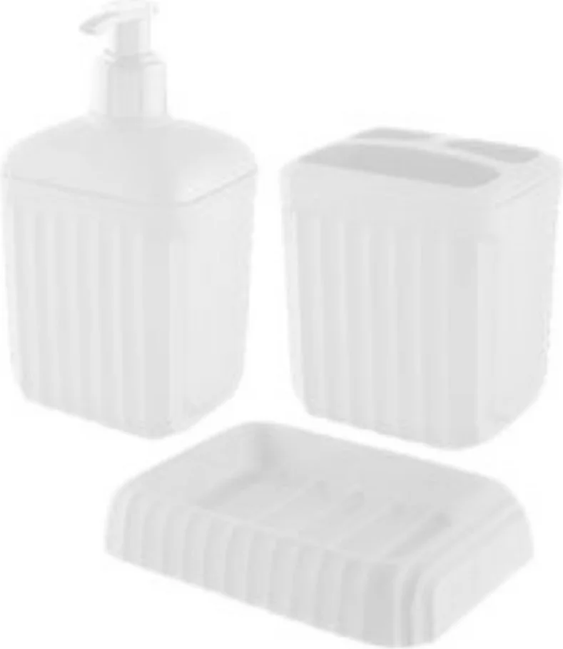 Piev Lundo Decorative 3 Piece Bathroom Set White