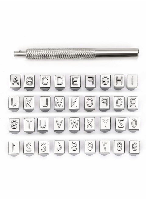 Leather Craft Punch Tool, Capital Letters and Numbers Punch Handle for Leather Art Craft (6.5mm - 36 Pieces)