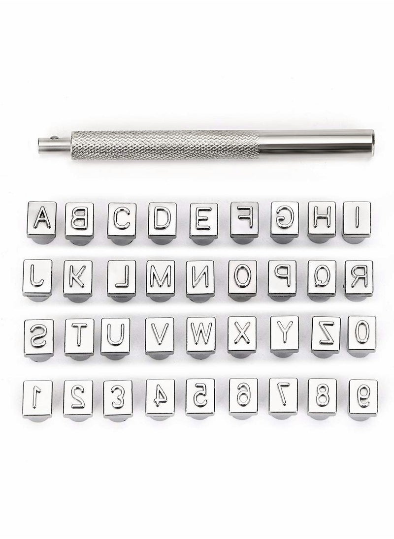 Generic Leather Craft Punch Tool, Capital Letters and Numbers Punch Handle for Leather Art Craft (6.5mm - 36 Pieces)  - Image 1