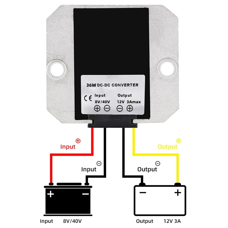 MGGi من 8V-40V DC إلى 12V 3A 36W، منظم جهد رفع، محول طاقة رفع وخفض معزز للجهد، محول مقاوم للماء مخفض للجهد لعربة الغولف والنادي والشاحنة والمركبة - Image 3