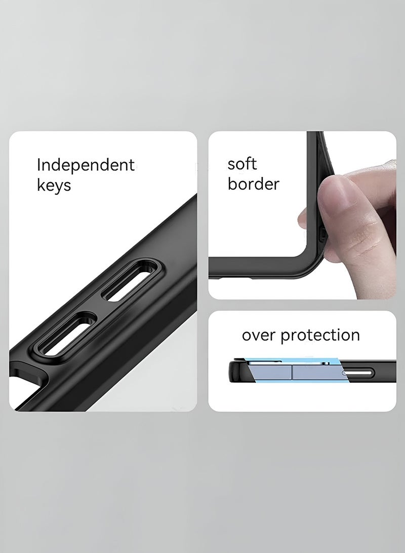 Wtech OPPO A5i 2025 Soft Transparent Camera Lens Protection TPU Silicone Ultra Thin Phone Stylish Electroplated Camera Border Back Case Cover - Black - Image 5