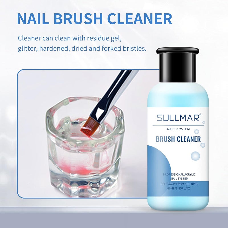 SULLMAR Nail Brush Cleaner Cleaner & Restorer For Any Solid Gel, Gel Nail Polish, Extended Gel, Acrylic Powder And Immersion Powder Acrylic Nail Brush Cleaner Solution For Any Nail Tools 1.3FL.OZ - Image 3