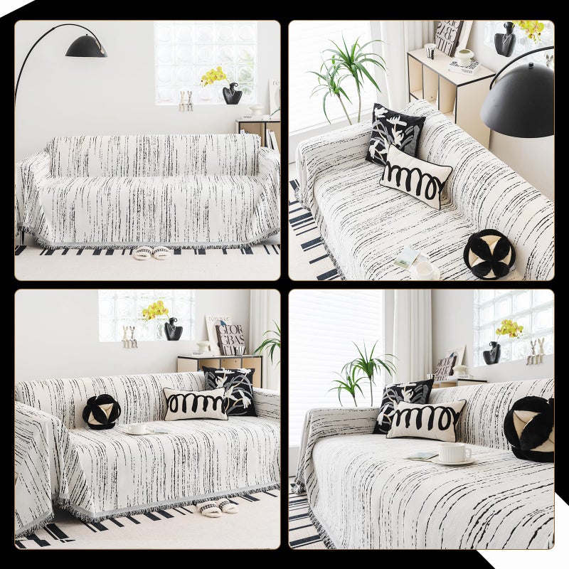 WEYOND Chenille Couch Cover Pet Friendly, Sofa Cover Washable, Reversible Sofa Slipcover for Sectional Sofa, Loveseat, 2 or 3 Cushion Couch, Corner Sofa, Futon Cover (71" X 102", White) - Image 2