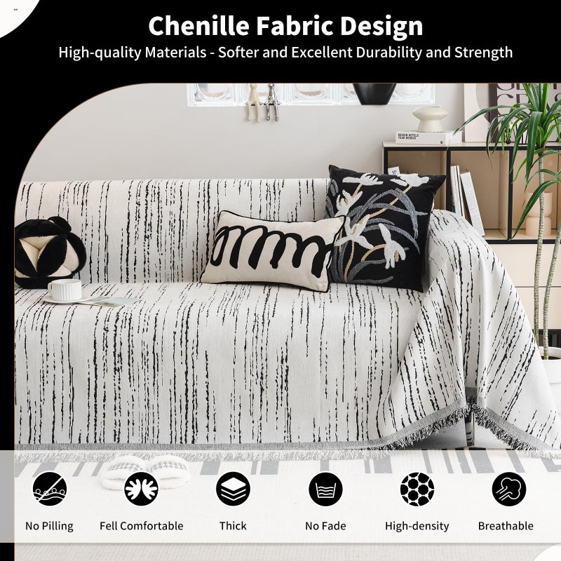 WEYOND Chenille Couch Cover Pet Friendly, Sofa Cover Washable, Reversible Sofa Slipcover for Sectional Sofa, Loveseat, 2 or 3 Cushion Couch, Corner Sofa, Futon Cover (71" X 102", White) - Image 3