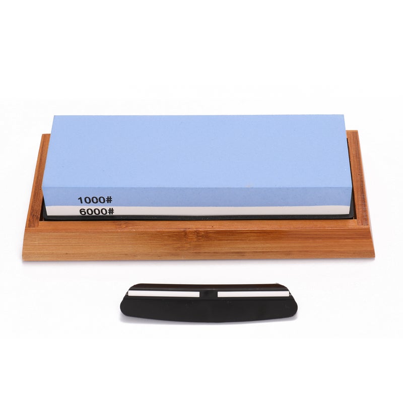 1000/6000 Grit Premium Whetstone Cut Sharpening Stone Set Ideal Sharpener for All Blades Non Slip Base Cutter Sharpener - Image 1