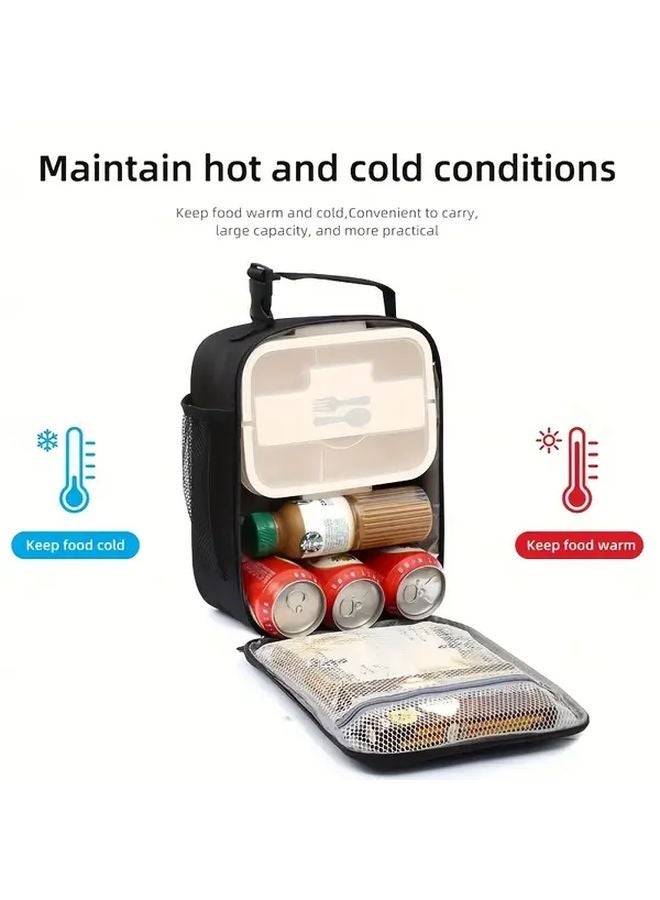Large Capacity Insulated Lunch Bag 10x8x4 Inch Oxford Cloth Leakproof For Office School Picnic Travel - Image 5