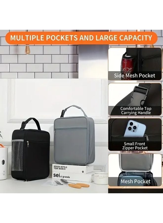 Large Capacity Insulated Lunch Bag 10x8x4 Inch Oxford Cloth Leakproof For Office School Picnic Travel - Image 1