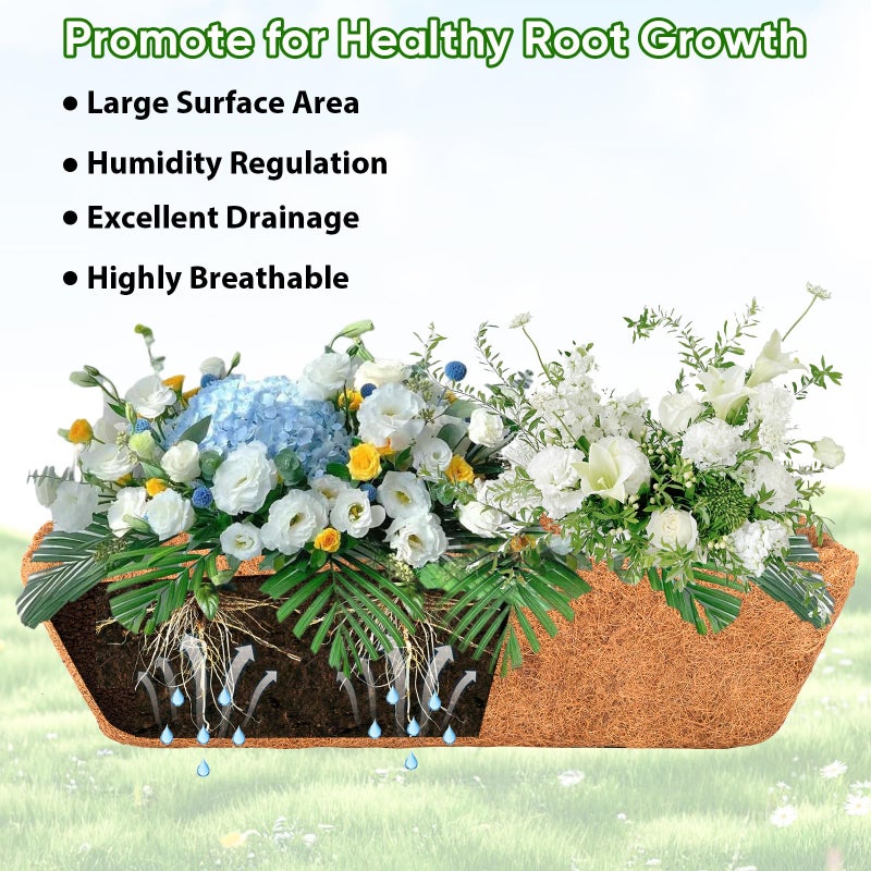 LCHUANG Deck Railing Planter Window Box - 3 Pack 24 Inch Deck Balcony Rail Planter with Coconut Coir Liner, Fence Metal Hanging Flower Planter Basket Deck Railing Planter Boxes for Outdoor Lawn - Image 4
