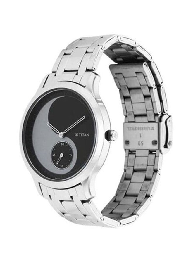 TITAN ساعة يين ويانغ ذات القرص الأسود بتصميم أنالوج مع حزام من الفولاذ المقاوم للصدأ للرجال 1825Sm02 - Image 3