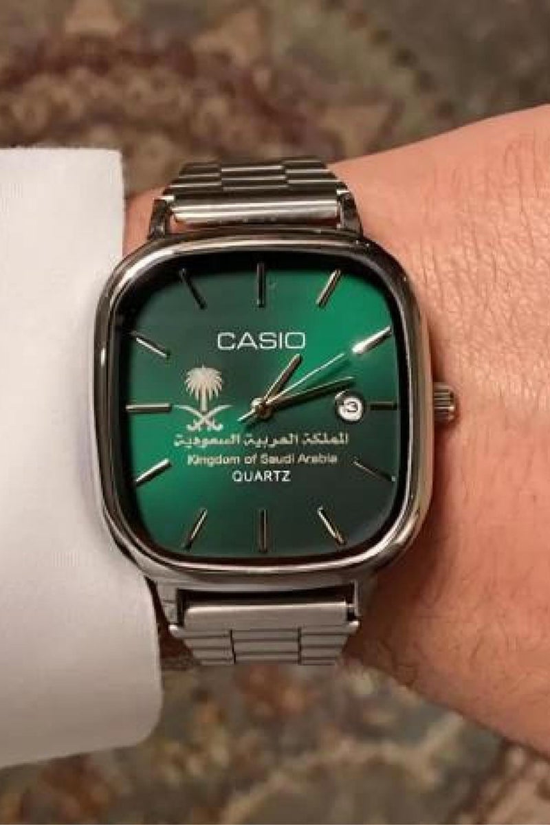 CASIO LTP Green Water-Resistant Watch Saudi Logo