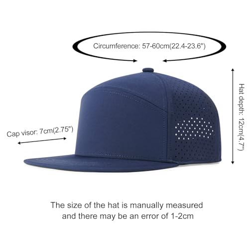 FEINION Men Flat Brim Adjustable Performance Hat Snapback Laser Perforated Baseball Cap (Navy) - Image 4