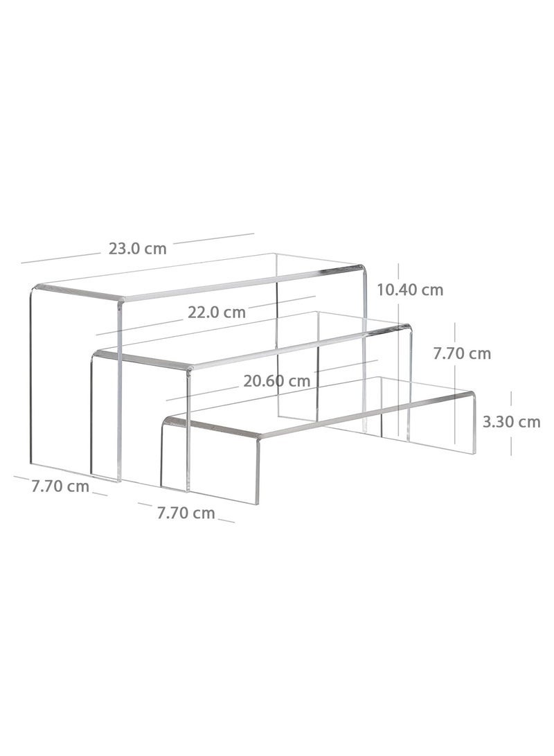 TPGP Acrylic Clear Display Riser, Display Stand for Food, Perfume, Cupcake, Jewelry, Toys, and Many Others (1 Set of 3 Pcs) - Image 2