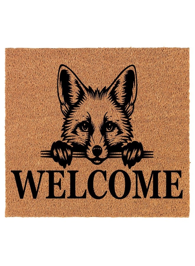 mip Welcome Doormat Coco Coir Door Mat Gift Welcome Peeking Fox (24" x 16") - Image 1