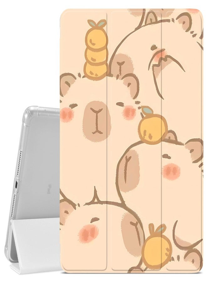 JOYLAND Cute Capybara Pattern Case Compatible with iPad Pro 11 Inch 2022/2021/2020/2018, Pencil Holder & Clear Transparent Soft TPU Back & Trifold Smart Pad White Cover Scratchproof Case - Image 1