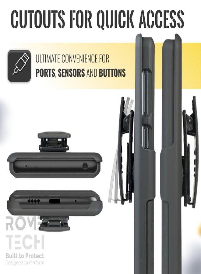 ROME TECH Designed for Samsung Galaxy A11 Case with Belt Clip Holster - Kickstand Cover Phone Case - Black - Image 4