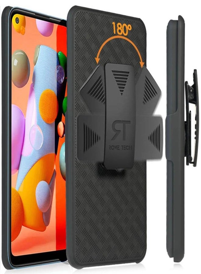ROME TECH Designed for Samsung Galaxy A11 Case with Belt Clip Holster - Kickstand Cover Phone Case - Black - Image 1