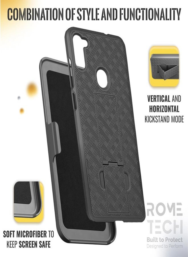 ROME TECH Designed for Samsung Galaxy A11 Case with Belt Clip Holster - Kickstand Cover Phone Case - Black - Image 5