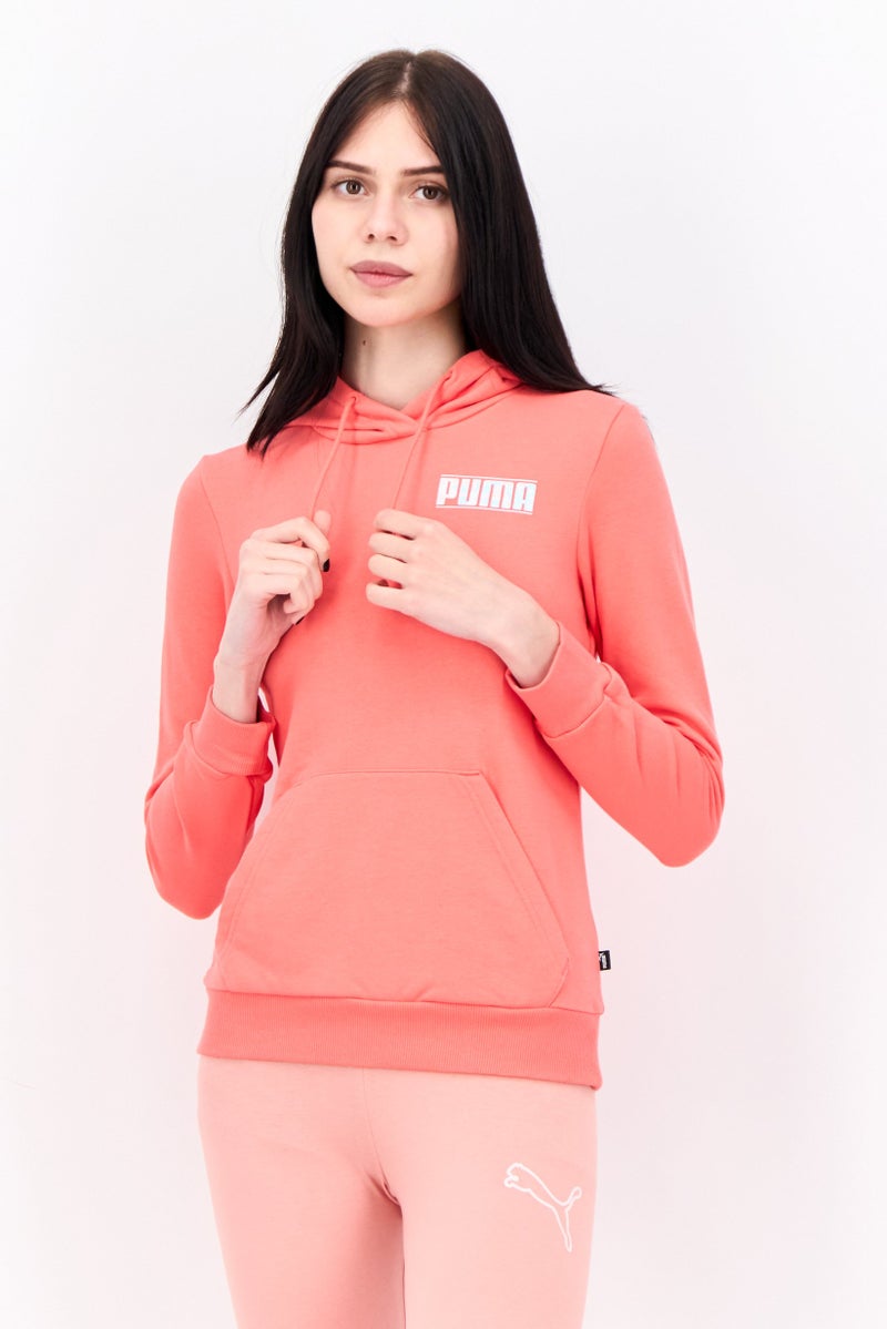 PUMA سويت شيرت نسائي بأكمام طويلة وقصة عادية، وردي - Image 1