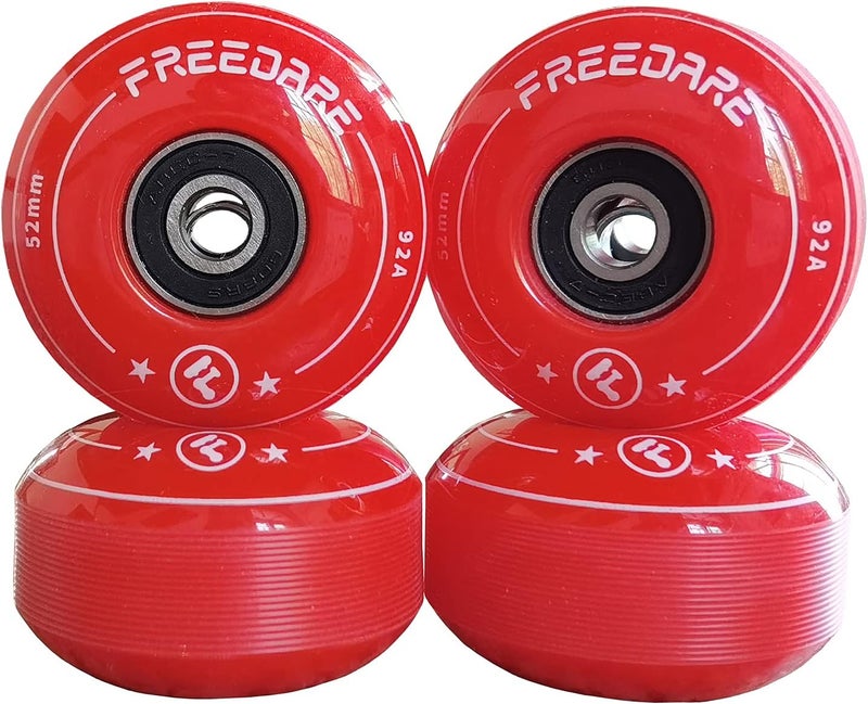 FREEDARE Skateboard Wheels 52mm and Bearings, Spacers Installed 92A for Street Tricks(Pack of 4) - Image 1