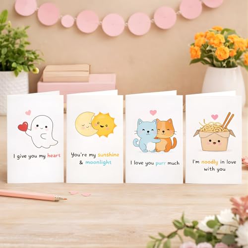 Brandian Cute Illustrated Notecards – 12 Blank Doodle Greeting Cards with White Envelopes | Perfect for Thank You, Love & Everyday Notes - Image 1