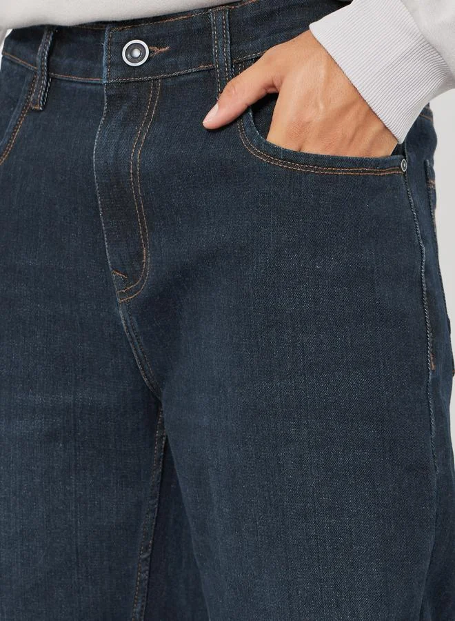 Styli  Men Dark Wash Regular Fit Denim Jeans for Men | Best Price UAE