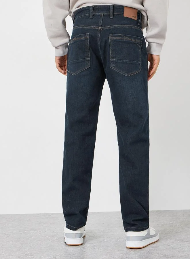 Styli  Men Dark Wash Regular Fit Denim Jeans for Men | Best Price UAE