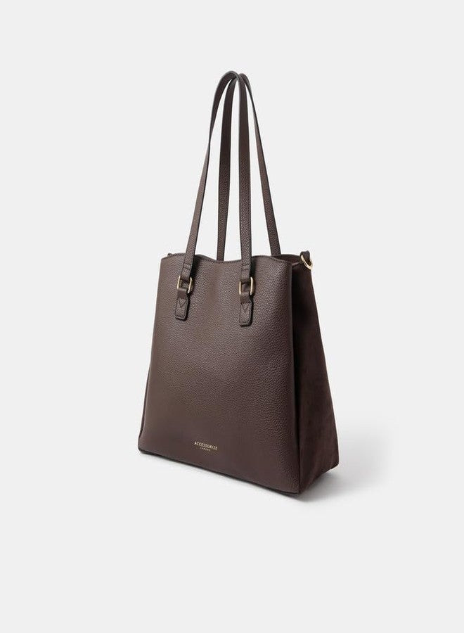 أكسيسورايز حقيبة كتف نسائية من الجلد الصناعي بحزام منسوج من أكسسورايز لندن | حقيبة يد واسعة للاستخدام اليومي مع حزام قابل للفصل | حقيبة يد أنيقة للمكتب والسفر - Image 3