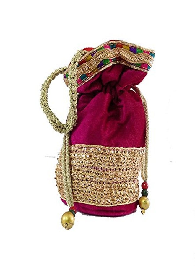Brown Leaf potli bag for women Girls Ladies pink - Image 2