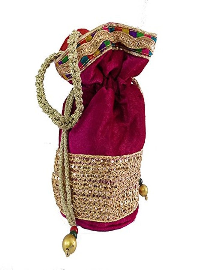 Brown Leaf potli bag for women Girls Ladies pink - Image 1