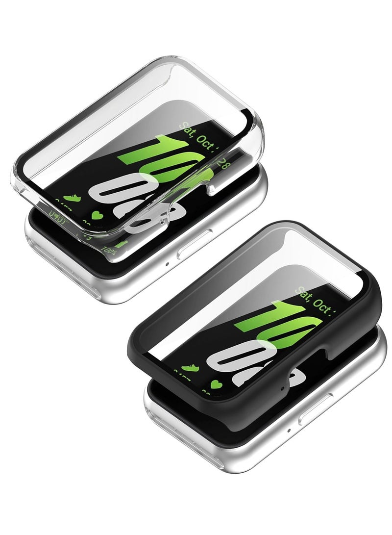 HablTech 2 Pcs Protective Case Suitable for Samsung Galaxy Fit 3 Case Hard PC Case with Tempered Glass Screen Protectors Full Protective Cover(Clear+Black) - Image 1