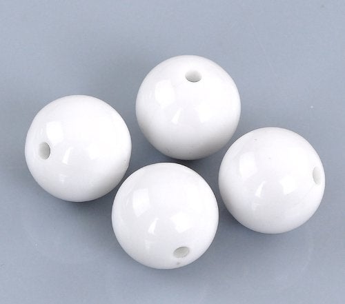 Craft Making Shop 100 Round White Acrylic Beads 16mm Diameter with 2.4mm Hole - Image 3