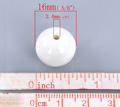 Craft Making Shop 100 Round White Acrylic Beads 16mm Diameter with 2.4mm Hole - Image 2