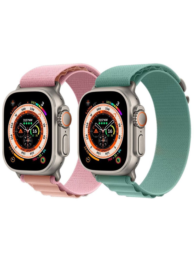 CATANES - 2 Pack For Apple Watch Band 49mm 45mm 44mm 42mm Alpine Loop Band Women Men Adjustable with Metal G-Hook Strap for iWatch Ultra Series SE 8/7/6/5/4/3/2/1 Pink/Light Blue - Image 1