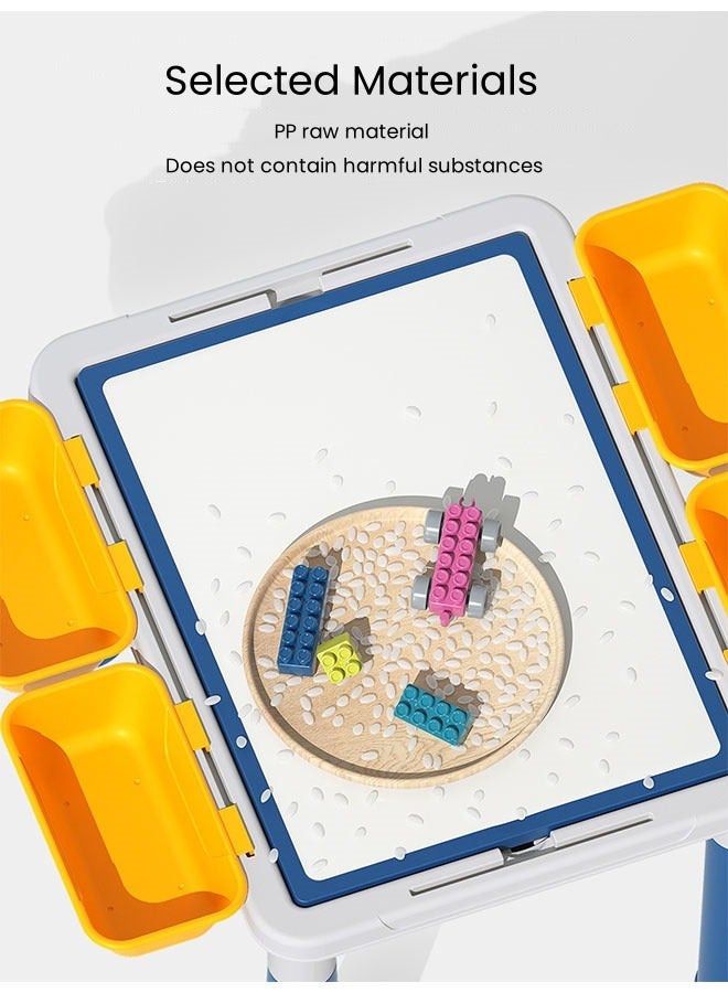 Building Block Table Toddlers Activity Table Kids Activity Table and Chair Set With 600Pcs Building Blocks Sand Water Table Kids Learning Play Table Toys for Girls Boys Toddler  - Image 5