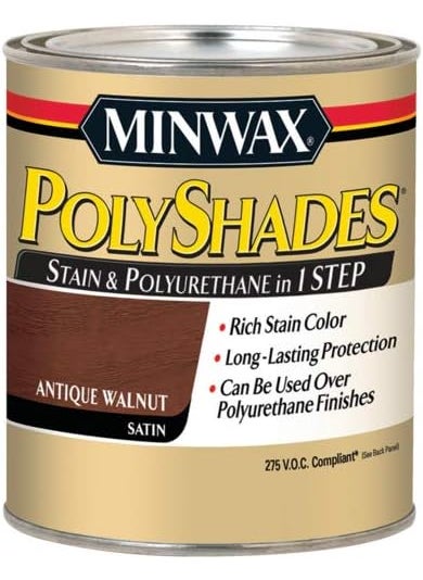 Minwax Minwax 219404444 Polyshades  Stain  Polyurethane in 1 Step 275 VOC 12 pint Antique Walnut Satin  - Image 1