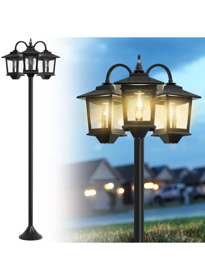 Joyoowild 73" Solar Lamp Post Light, Aluminum Solar Light Posts for Outside Waterproof, 90Lm Outdoor Lamps for Patio, Backyard, Front Porch Decor, Warm White, Replaceable Bulb - Image 1