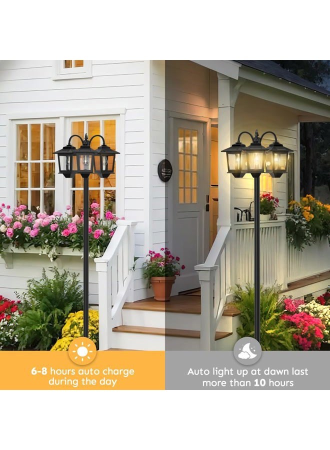 Joyoowild 73" Solar Lamp Post Light, Aluminum Solar Light Posts for Outside Waterproof, 90Lm Outdoor Lamps for Patio, Backyard, Front Porch Decor, Warm White, Replaceable Bulb - Image 3