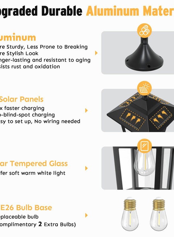 Joyoowild 73" Solar Lamp Post Light, Aluminum Solar Light Posts for Outside Waterproof, 90Lm Outdoor Lamps for Patio, Backyard, Front Porch Decor, Warm White, Replaceable Bulb - Image 2