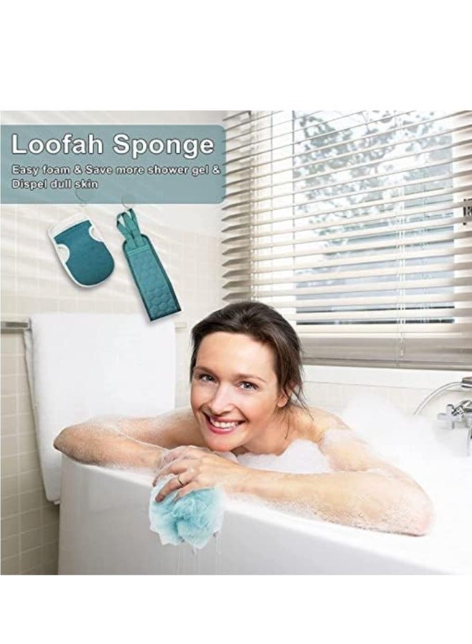 3 Pcs Bath Loofah Deep Exfoliating Gloves Skin Back Scrubber Ball Sponge For Shower Body Bathing By Women Men Baby