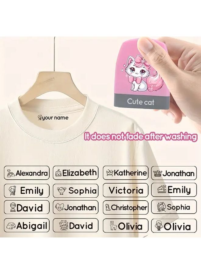 Pink Custom Name Stamp Cartoon Design Waterproof Fast Drying Ink Personalized Gift - Image 2