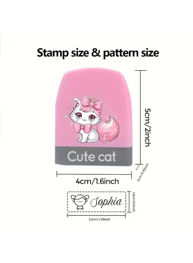 Pink Custom Name Stamp Cartoon Design Waterproof Fast Drying Ink Personalized Gift - Image 5
