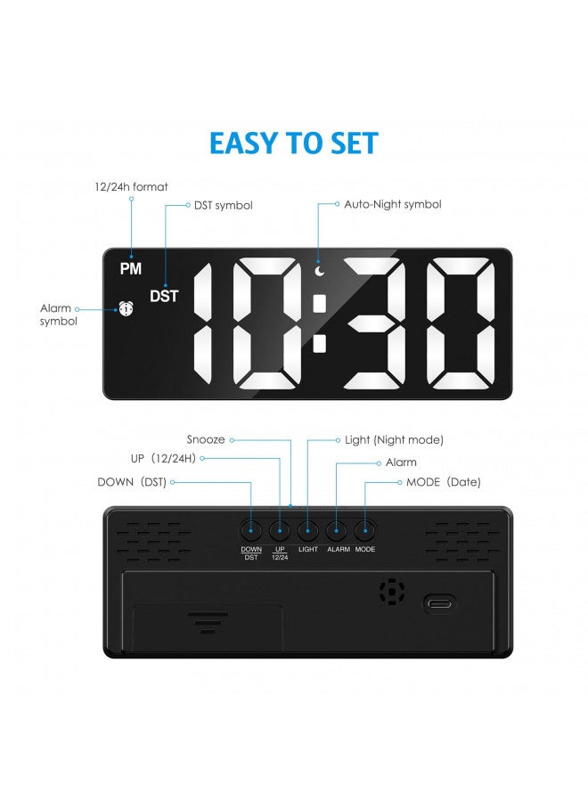 AMIR ساعة إنذار رقمية AMIR، [نسخة محدثة] ساعة LED لغرفة النوم، ساعة إلكترونية مكتبية مع منفذ Type-C، سطوع قابل للتعديل، DST، زر الغفوة، عرض 12/24 ساعة للمنزل، المكتب - Image 2