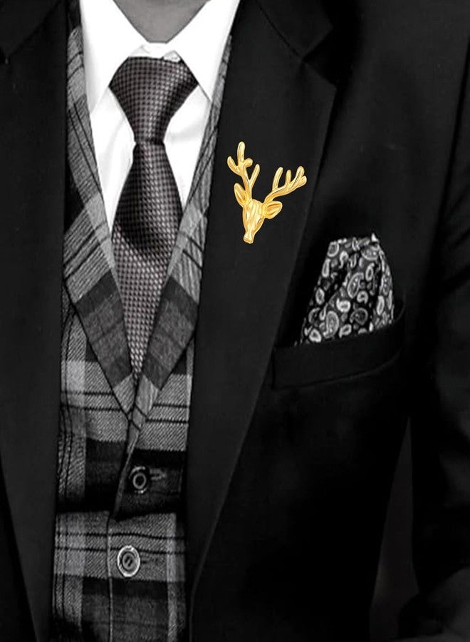 Mahi Combo of Deer-Face Shaped Wedding Brooch/Lapel Pin for Men (CO1105665G) - Image 3