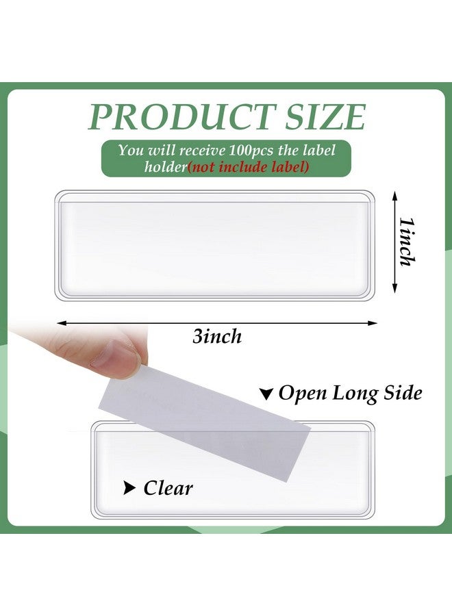 Meanplan Selfadhesive Label Holders Shelf Tag 3 X 1 Inch Self Stick Index Card Pockets Clear Plastic Shelf Tag Long Side Open Price Tag For Supermarket Bookshelf Mailbox Business Library Students (100 Pcs) - Image 2