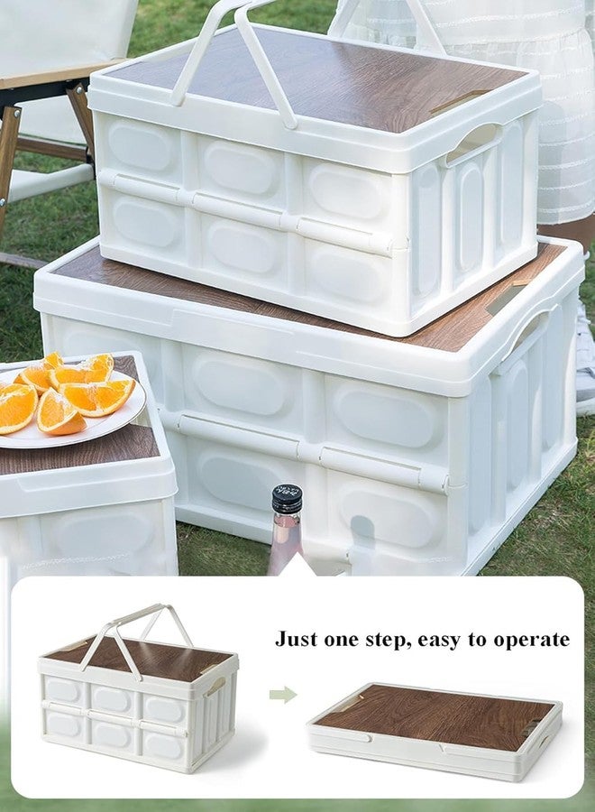 Yorten storage Camp Box with wooden lid for Outdoor Camping, Portable Foldable Clothes Organiser Outdoor Home Storage Organizing Moving Box for Office, school,bed and living room - Image 4